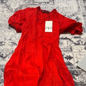 Zara Scarlet Puff Sleeve Dress